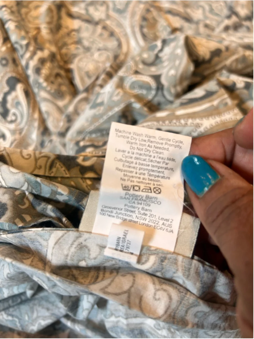 Pottery Barn King MacKenna Duvet Cover Paisley Romantic Organic Cotton